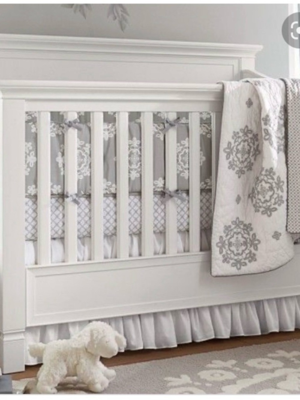 Pottery Barn Genevieve Toddler Quilt Gray Tencel Nursery Kids